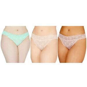 NWT Jenni Plus Size Lace Thong Underwear Pack of 3 One Size